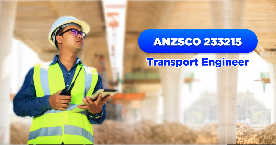 ANZSCO 233215 Transport Engineer - an illustration of a person working on transportation infrastructure.