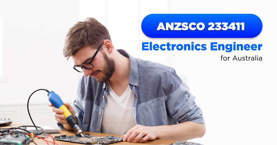 ANZSCO 233411 Electronics Engineer for Australia infographic showing key information.