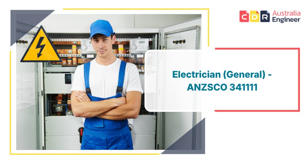 An electrician (general) anzsco 341111 standing with his hands folded