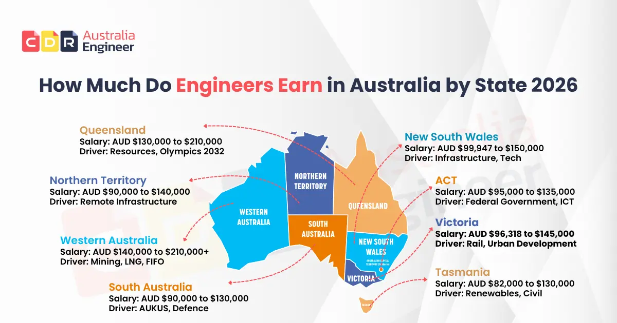 How much do engineers earn in Australia by state 2026
